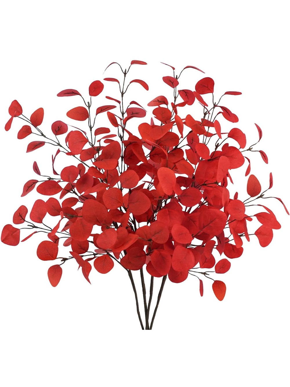 New Open Box Red 7PCS Long Artificial Eucalyptus Stems 35.4" Tall Fake Branches